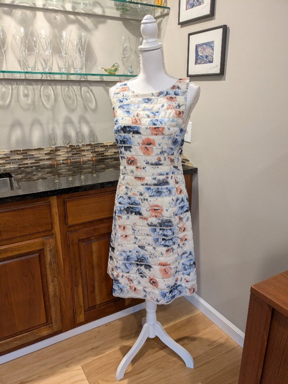 Gorgeous Ann Taylor Floral Watercolor Sleeveless Sheath Dress Pink & Blue Size 6